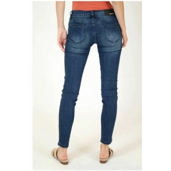 Grace in LA Jeans Women's Distressed Sparkled Side Stripe Skinny Stretch Jeans - Picture 3 of 7